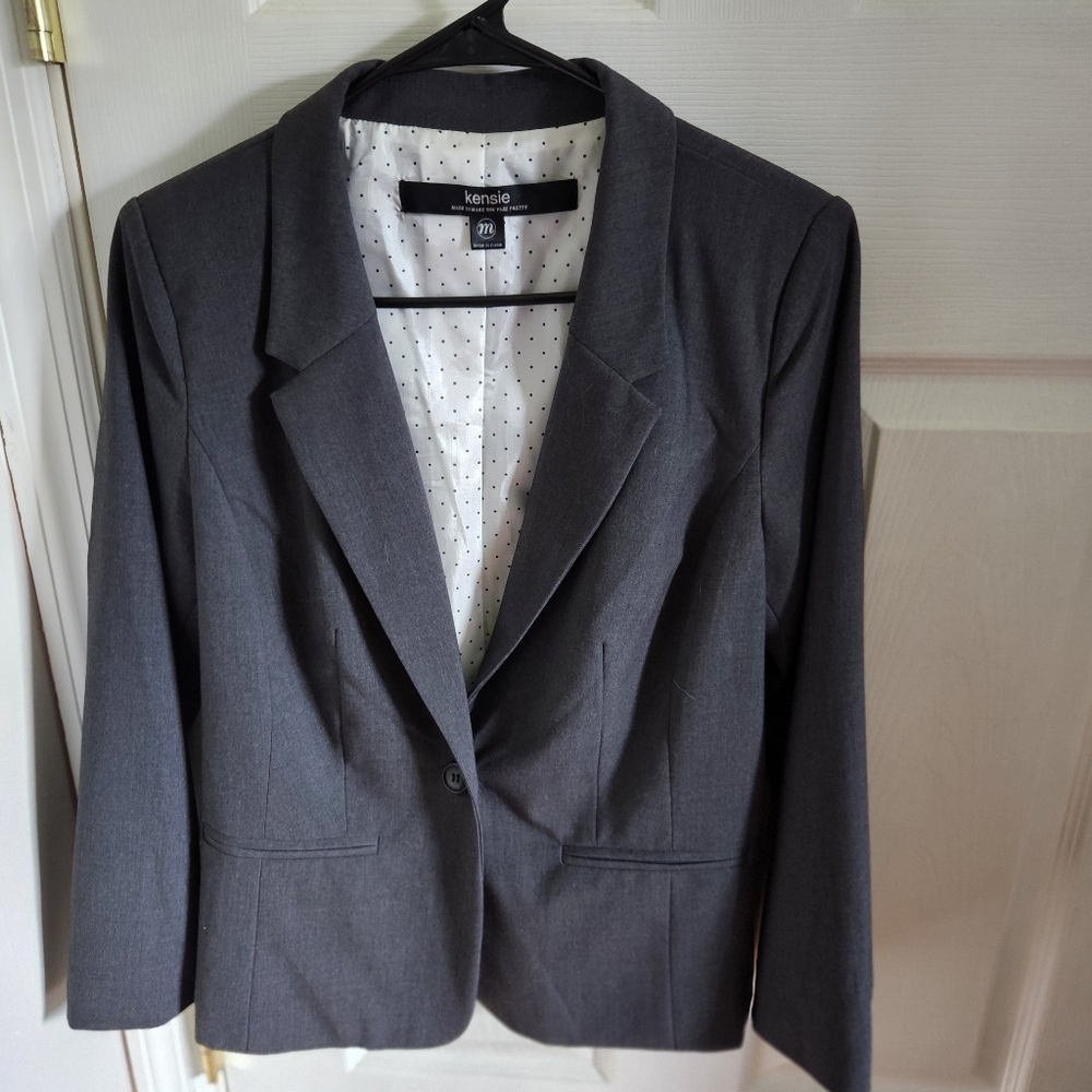 Kensie women's gray soft light weight blazer m gray